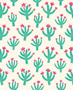 Teal Blooming Cactus Garden Rug