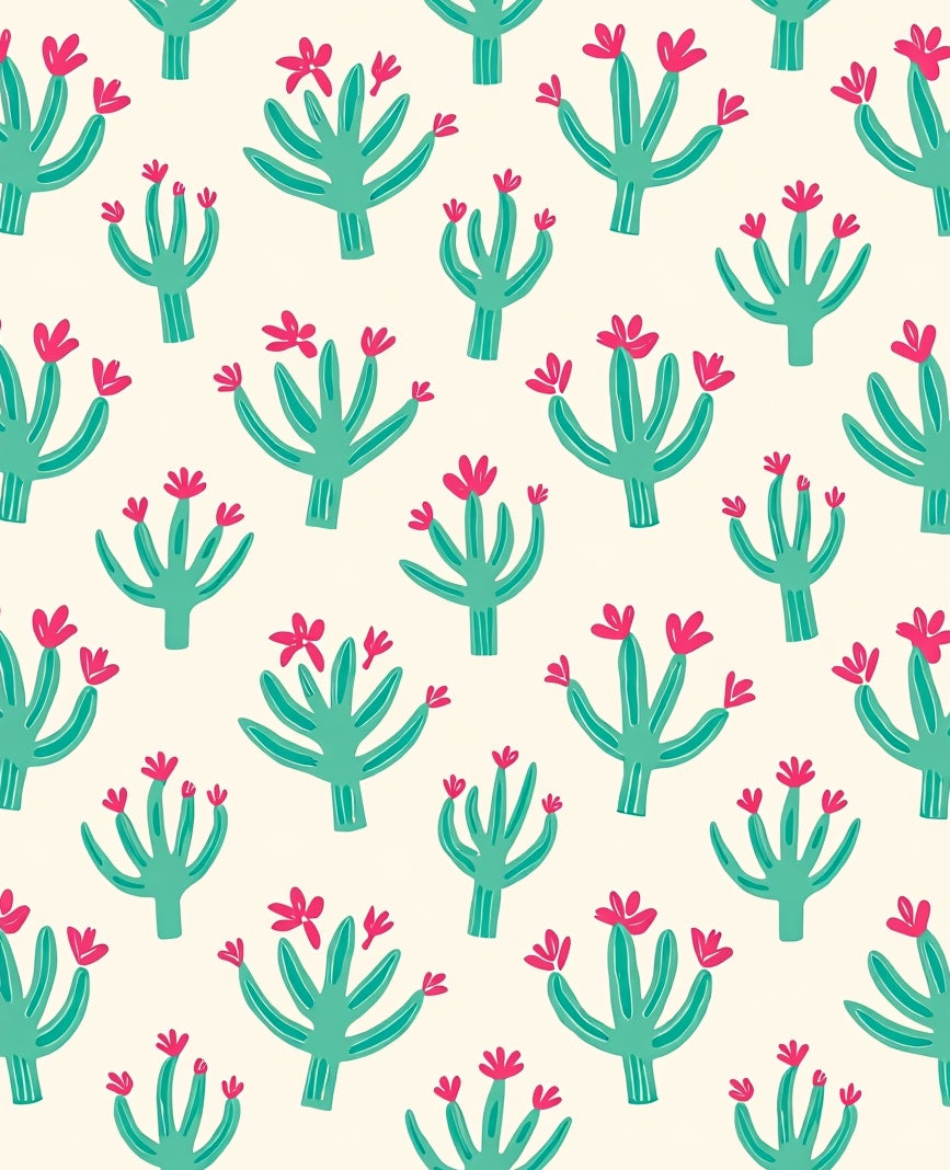 Teal Blooming Cactus Garden Rug