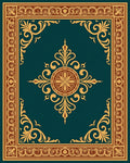 Emerald Gold Filigree Floral Medallion Rug