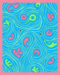 Retro Swirls Blue Pink Green Rug