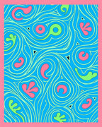 Retro Swirls Blue Pink Green Rug