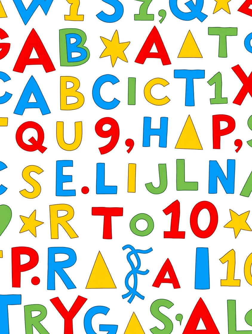 Alphabetical Colorful Scattered Blocks Rug