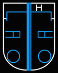 Bold Black Blue Geometric Hockey Rink Rug