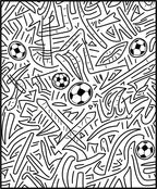 Playful Sketchy Soccer Balls Abstract Art Rug