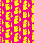 Bright Pink Yellow Abstract Cubist Faces Rug