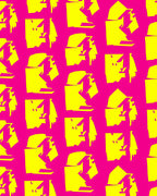 Bright Pink Yellow Abstract Cubist Faces Rug