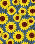 Golden Yellow Sunflowers Blue Field Rug