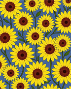Golden Yellow Sunflowers Blue Field Rug