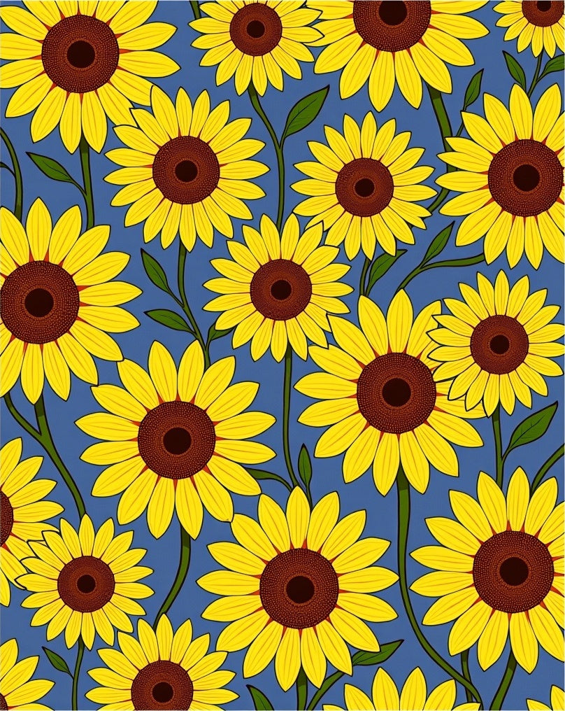 Golden Yellow Sunflowers Blue Field Rug