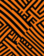 Bold Orange Geometric Maze Rug