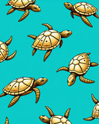 Golden Aquatic Turtle Repetition Rug