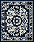Deep Navy Cream Intricate Mandala Rug