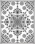 Black intricate floral mandala Rug