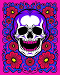 Vibrant Skull Floral Swirl Rug
