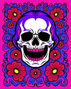 Vibrant Skull Floral Swirl Rug