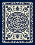 Navy Cream Floral Medallion Intricate Rug