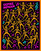 Dancing Skeletons Orange Musical Notes Rug