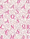 Pink Script Alphabet Swirls Rug