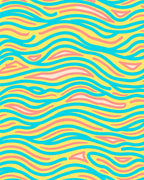 Yellow Teal Pink Abstract Wave Rug