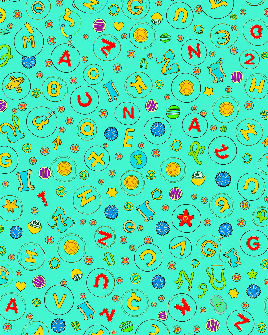 Whimsical Alphabet Collection Teal Rug