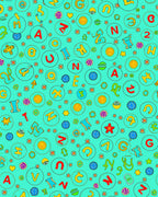 Whimsical Alphabet Collection Teal Rug