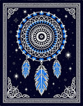 Midnight Blue Dreamcatcher Feather Rug