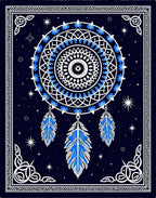 Midnight Blue Dreamcatcher Feather Rug