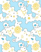 Whimsical Yellow Sun Cloudscape Rug