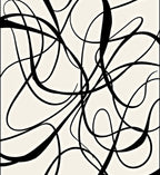 Dramatic Black Calligraphy Swirl Rug