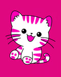 Kawaii Pink Striped Kitten Rug