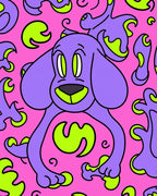 Playful Purple Dog Bone Swirl Rug