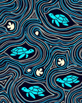 Aqua Turtle Swirl Oceanic Flow Rug