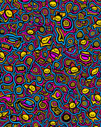 Vibrant Pink Yellow Blue Whimsical Faces Rug