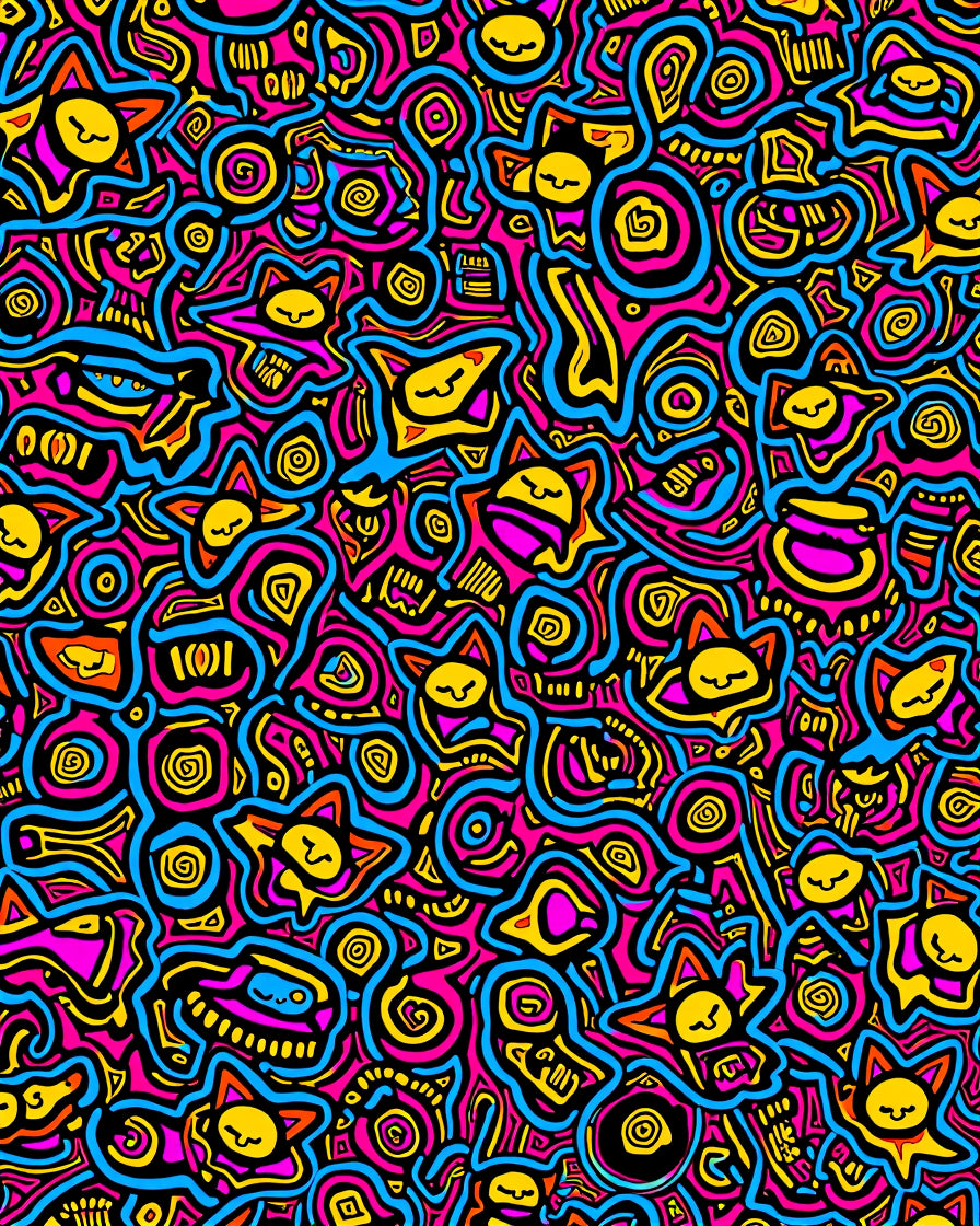 Vibrant Pink Yellow Blue Whimsical Faces Rug