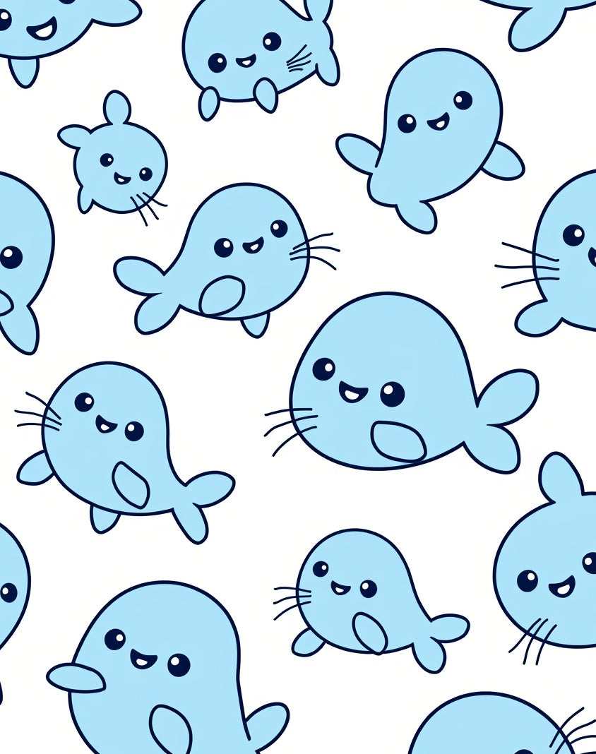 Cute Blue Seal Aquatic Pals Rug