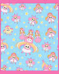 Cute Pink Princess Stars Blue Background Rug