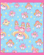 Cute Pink Princess Stars Blue Background Rug