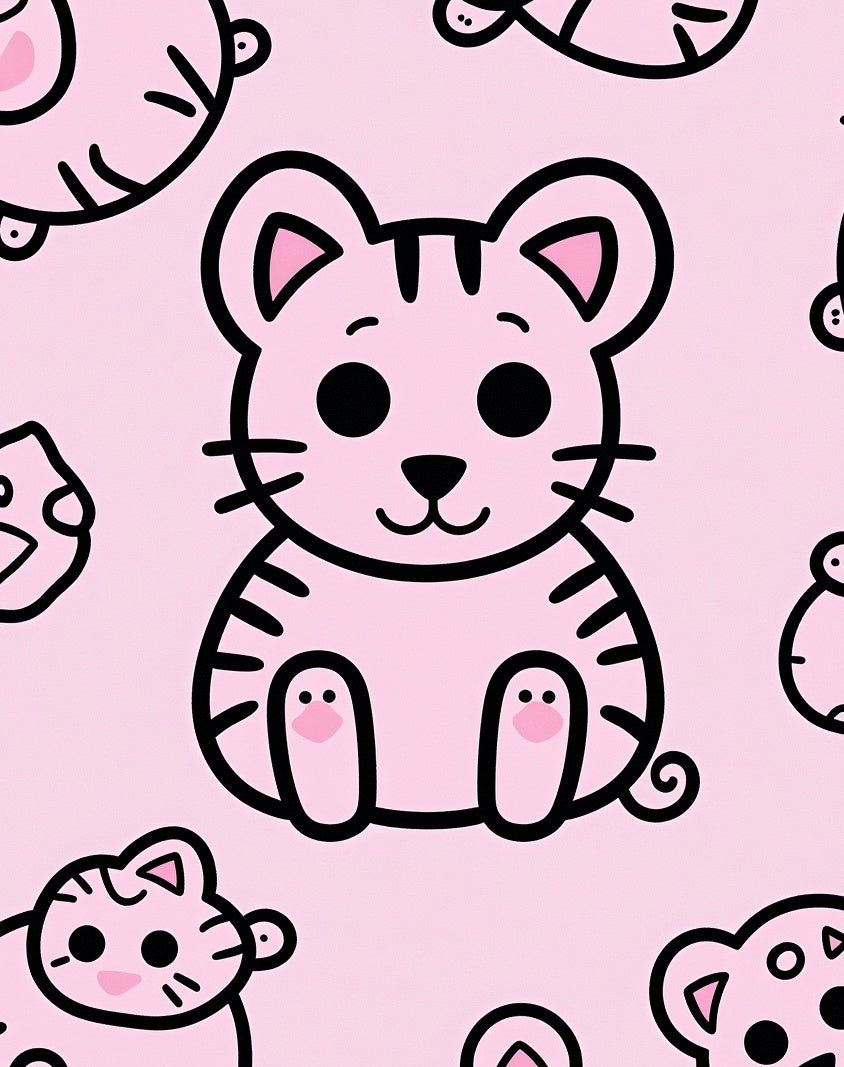 Cute Pink Tiger Cub Repeat Rug