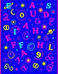 Vibrant Cosmic Alphabet Scatter Rug