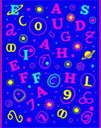 Vibrant Cosmic Alphabet Scatter Rug