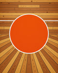 Orange Circle Wood Grain Rug