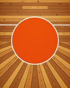 Orange Circle Wood Grain Rug