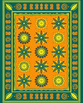 Teal Orange Floral Sunburst Rug