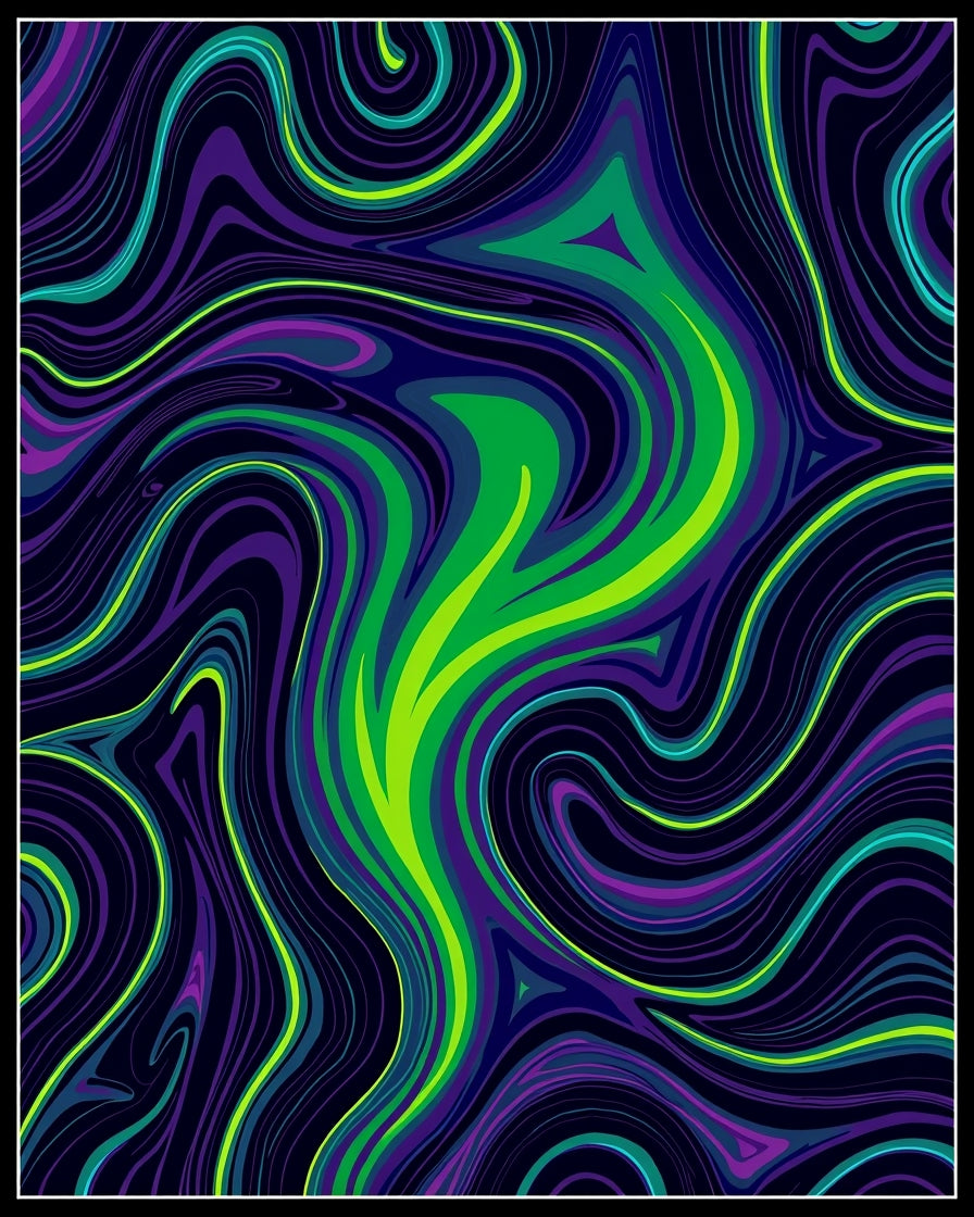 Vibrant Electric Swirl Liquid Rug