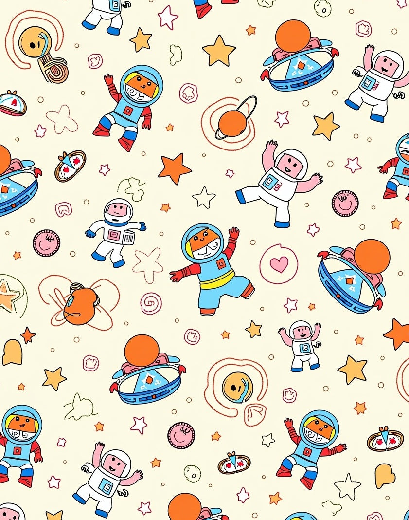 Whimsical Astronaut Playful Space Adventure Rug