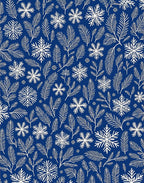 Winter Blue Snowflake Pine Branch Rug