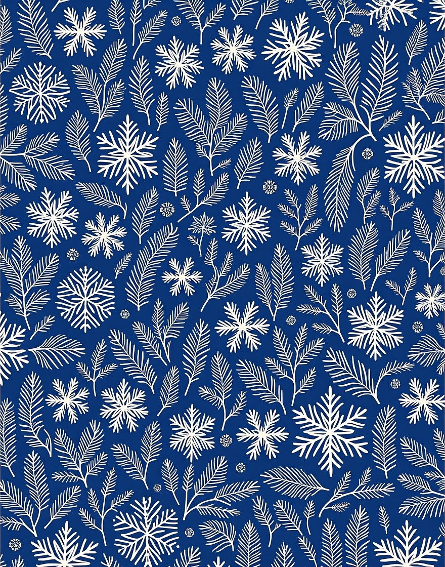 Winter Blue Snowflake Pine Branch Rug