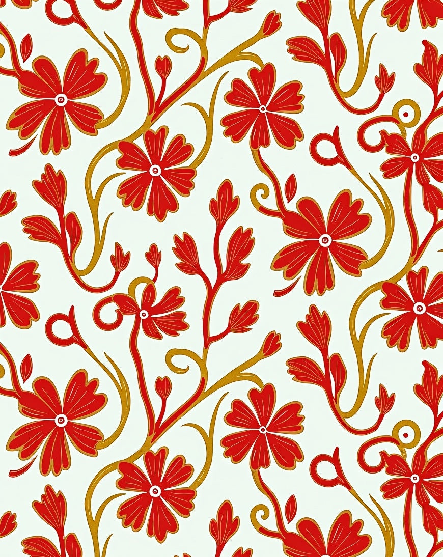 Classic Red Floral Vine Rug