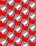 Red Gray Abstract Block Repeat Rug