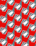 Red Gray Abstract Block Repeat Rug